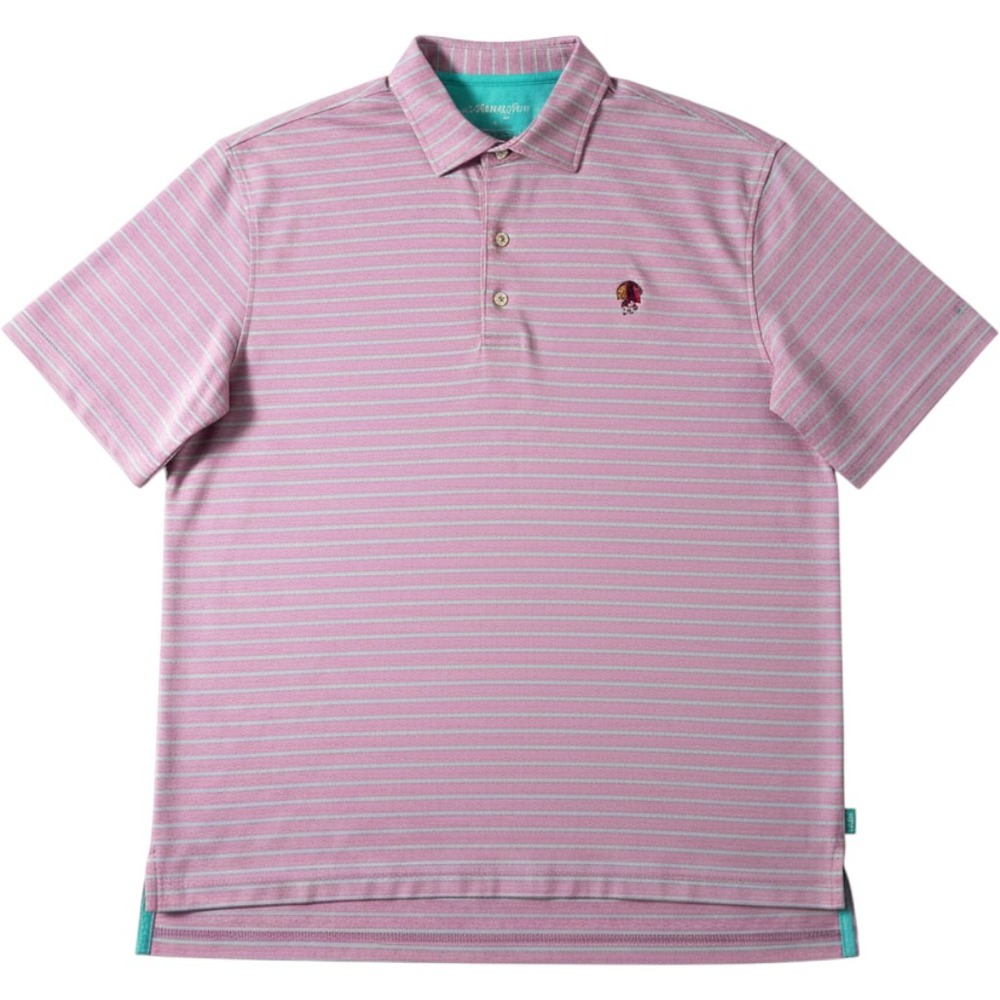 Johnnie-O Men's XL Polo Shirt Pink Mint Green Striped Performance Golf 1923 Logo